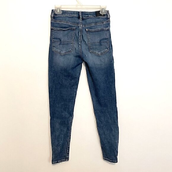AMERICAN EAGLE Super Stretch Hi-Rise Jegging Medium Wash High Waisted 4S 4 SHORT - Picture 10 of 14